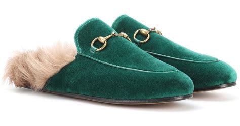 gucci princetown green|gucci princetown slipper fur.